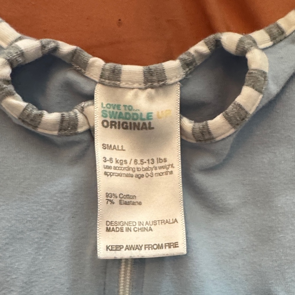 Love to Dream Blue Swaddle with Striped Trim - Picture 2 of 3